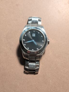 Men's Stainless Steel Watch in Silver with Black Dial